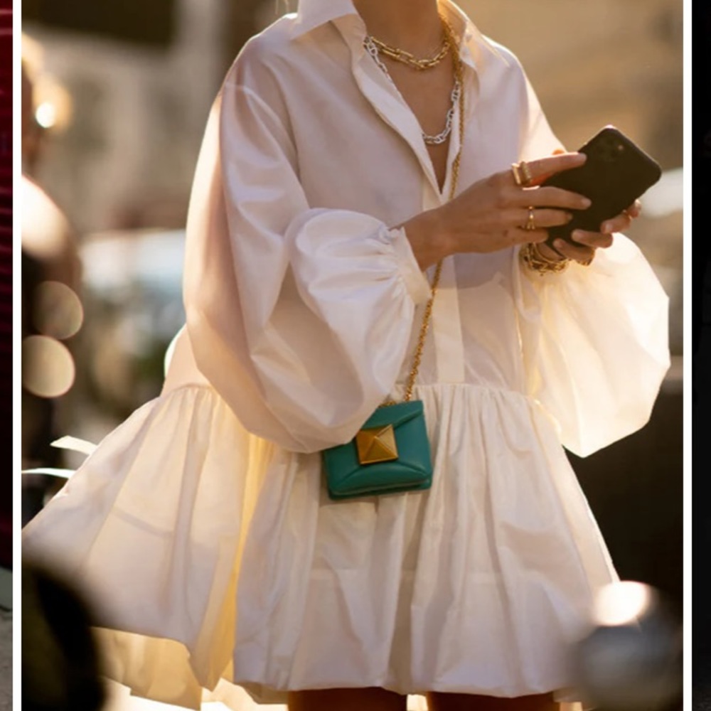 Commense Pleated Long Sleeve Button Up Collar Mini Dress